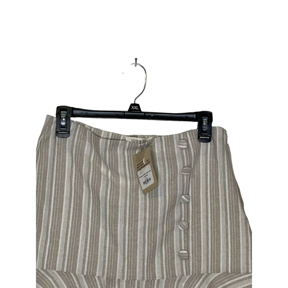 Steel Mill Co Women Skirt Fashion‎ On Earth Linen Blend Ruffle Stiped  Large NWT